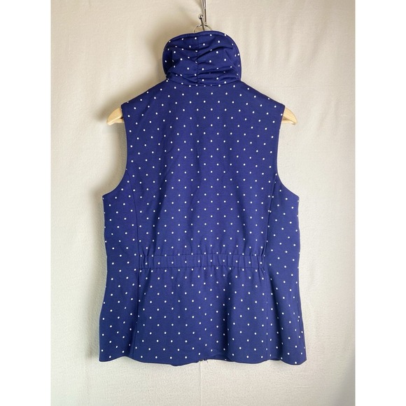 Coldwater Creek Polka Dot Vest Womens M Navy Zip Front Sleeveless Layering - Picture 2 of 8